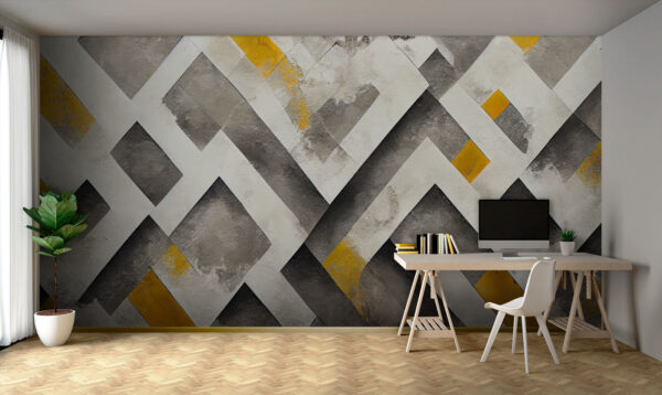 Geometric pattern with metallic tones Wall murals Geometric pattern with metallic tones