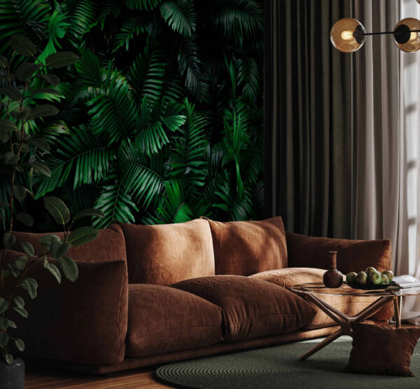 Lush green jungle foliage pattern Wall murals Lush green jungle foliage pattern