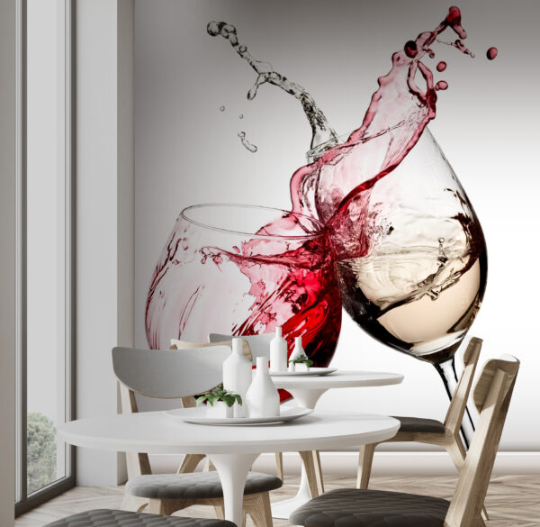 Wine glasses mid-toast, splash captured Wall murals Wine glasses mid-toast, splash captured