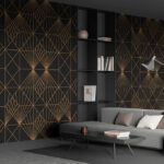 Wall murals Intricate geometric pattern on black.