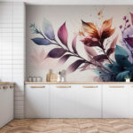 Wall murals Vibrant leaves with artistic splashes.