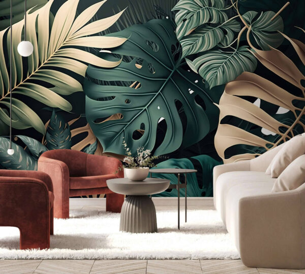 Tropical leaves layered in harmony Wall murals Tropical leaves layered in harmony