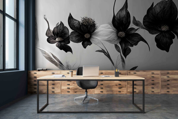 Wall murals Black and white flower (SKU: u75416) Wall murals Wall murals Black and white flower (SKU: u75416)