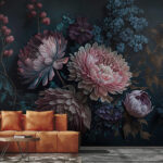 Wall murals Vibrant floral arrangement in dark hues