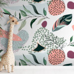 Wall murals Abstract leaves and dots pattern