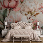 Wall murals Vintage floral illustration with magnolias