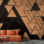 Wall murals Geometric triangles with wooden texture.