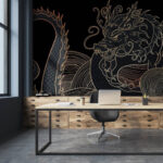 Wall murals Mystical Dragon Rises in Eerie Darkness