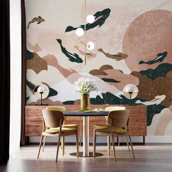 Painting of fish in the sky Wall murals Painting of fish in the sky