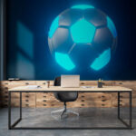 Wall murals Glowing soccer ball in the dark