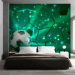 Wall murals Soccer ball with glowing background