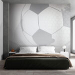 Wall murals Geometric soccer pattern in grayscale