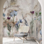 Wall murals Botanical collage on textured background