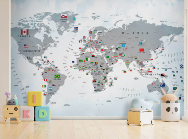 Wall murals Wall murals Map of australia with flags (SKU: u72599)