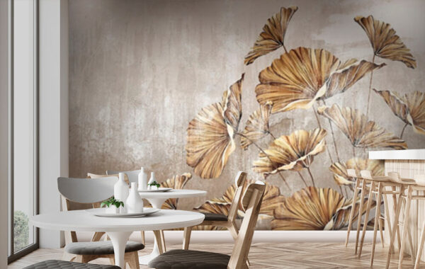 Painting of leaves on a wall Wall murals Painting of leaves on a wall