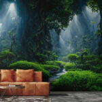 Wall murals River running through a forest