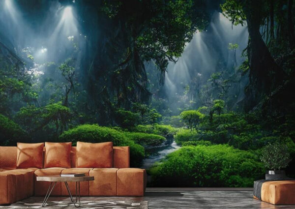 River running through a forest Wall murals River running through a forest