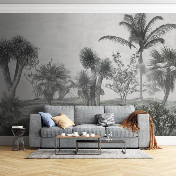 Landscape with palm trees and bushes Wall murals Landscape with palm trees and bushes