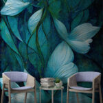 Wall murals Painting of flowers and leaves