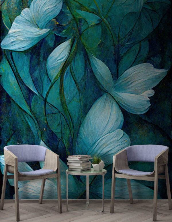 Painting of flowers and leaves Wall murals Painting of flowers and leaves