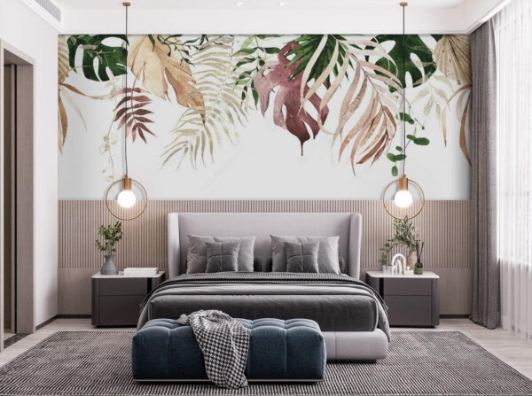 Tropical leaves in earthy tones Wall murals Tropical leaves in earthy tones