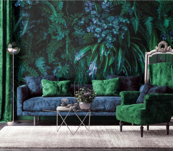 Lush green foliage, vibrant texture Wall murals Lush green foliage, vibrant texture