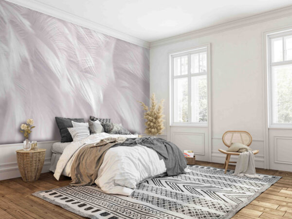 Delicate white feathers in light Wall murals Delicate white feathers in light