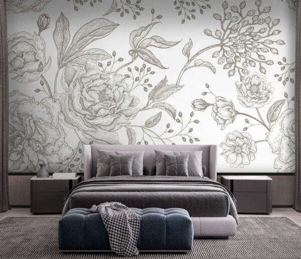 Delicate floral design in soft hues Wall murals Delicate floral design in soft hues