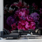 Wall murals Vibrant petals in the dark night
