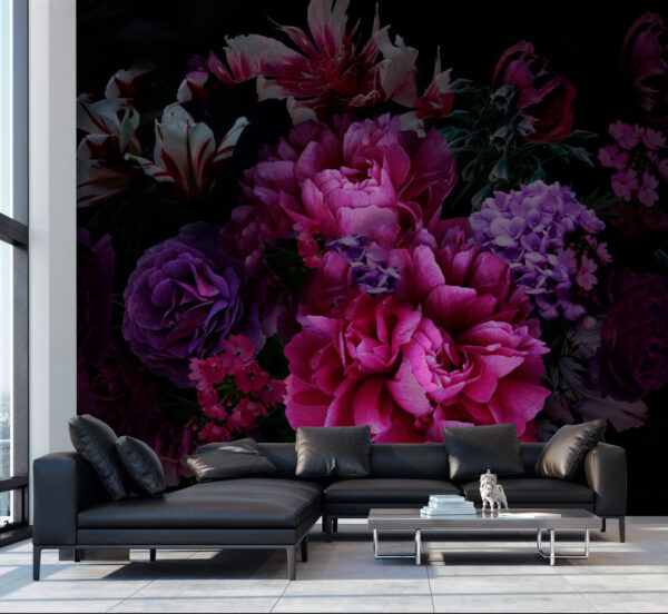 Wall murals Wall murals Vibrant petals in the dark night (SKU: u72224)