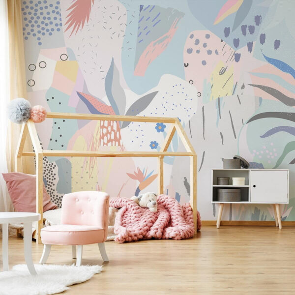 Blue flower with orange center Wall murals Blue flower with orange center