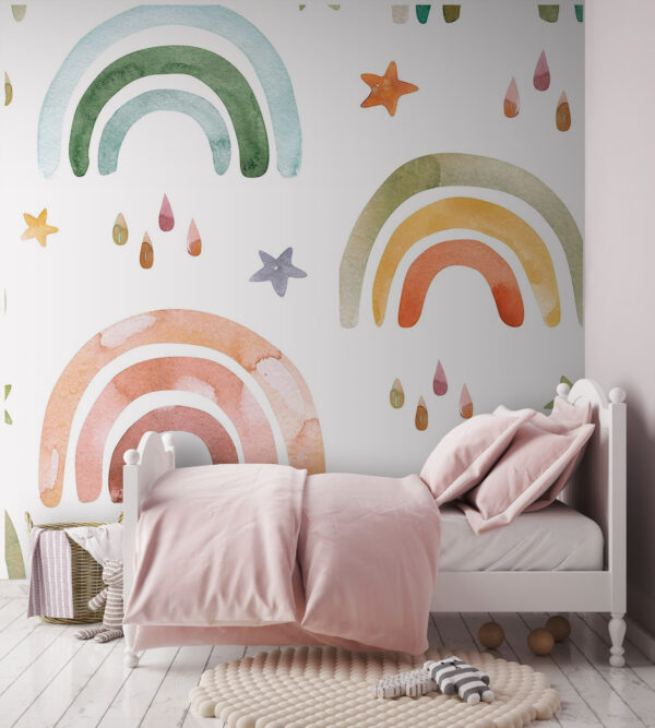 Pattern of watercolor rainbows and stars Wall murals Pattern of watercolor rainbows and stars