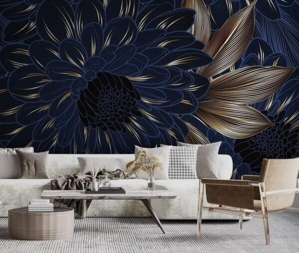 Elegant floral design with dark tones Wall murals Elegant floral design with dark tones