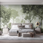 Wall murals Deer in tranquil forest scene
