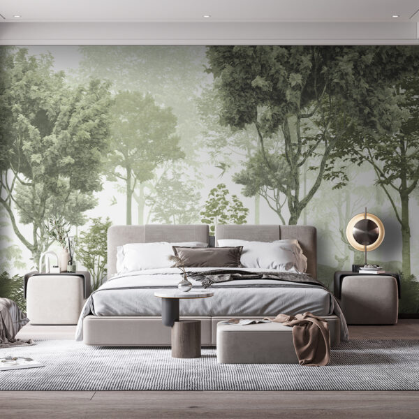 Wall murals Deer in tranquil forest scene