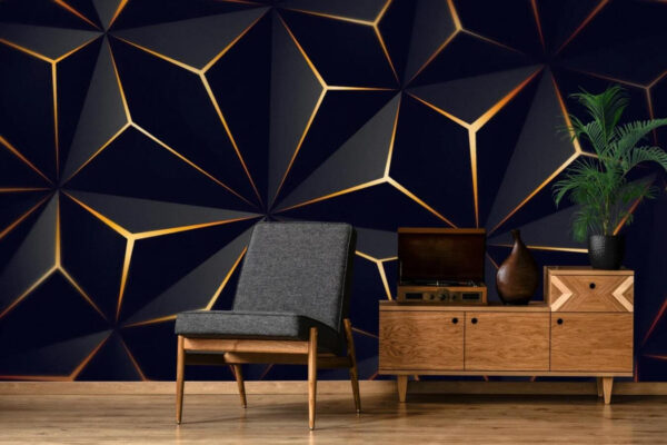 Abstract black and amber geometric design Wall murals Abstract black and amber geometric design