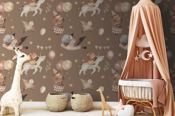 Pattern of animals and balloons Wall murals Pattern of animals and balloons