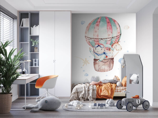 Watercolor illustration of a person in a hot air balloon Wall murals Watercolor illustration of a person in a hot air balloon