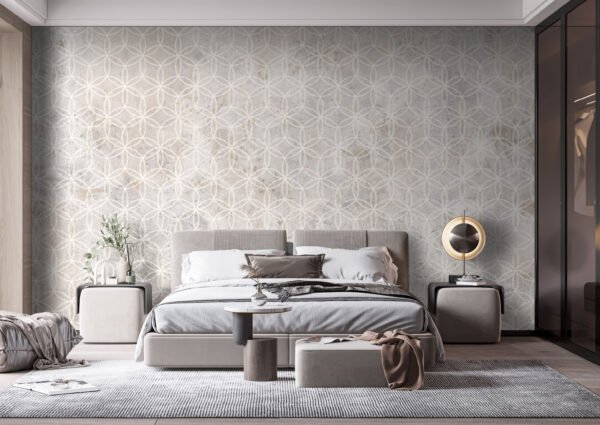 White flower pattern on a grey surface Wall murals White flower pattern on a grey surface