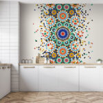 Wall murals Colorful pattern with a green center