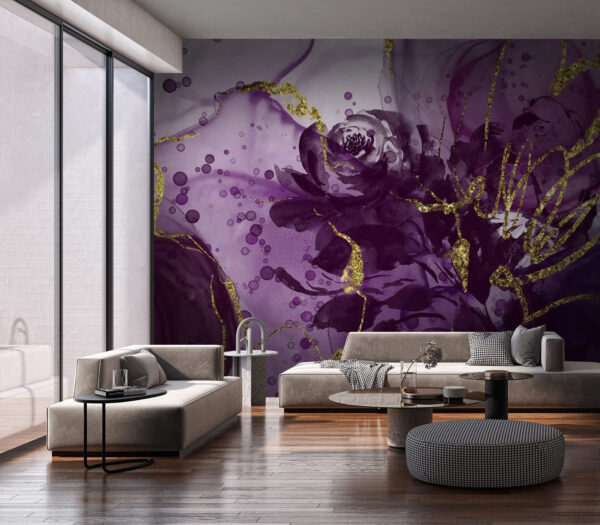 Elegant purple floral abstract design Wall murals Elegant purple floral abstract design