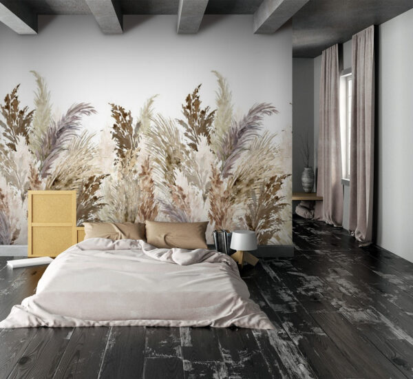 Watercolor pampas grass arrangement Wall murals Watercolor pampas grass arrangement