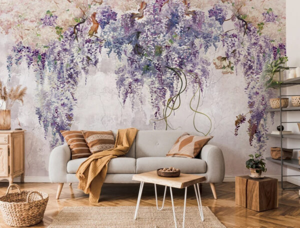 Painting of a wisteria Wall murals Painting of a wisteria