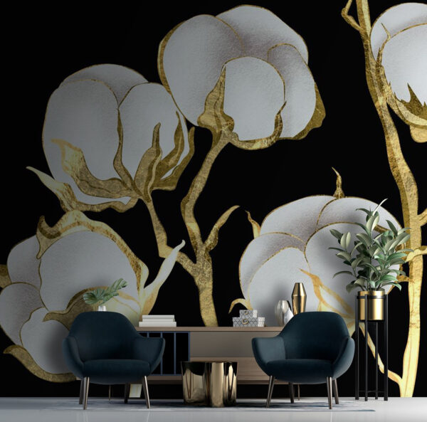 Wall murals Delicate blooms on a dark background (SKU: u71644) Wall murals Wall murals Delicate blooms on a dark background (SKU: u71644)
