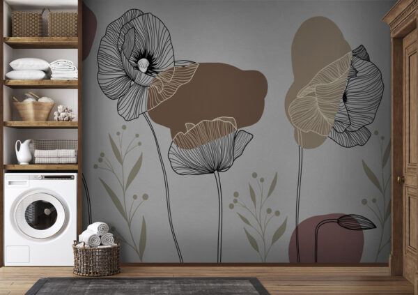 Drawing of flowers and plants Wall murals Drawing of flowers and plants