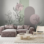Wall murals Drawing of a flower and leaves