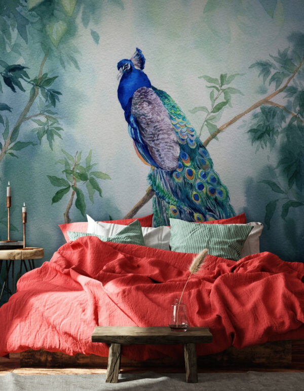 Watercolor of a peacock Wall murals Watercolor of a peacock