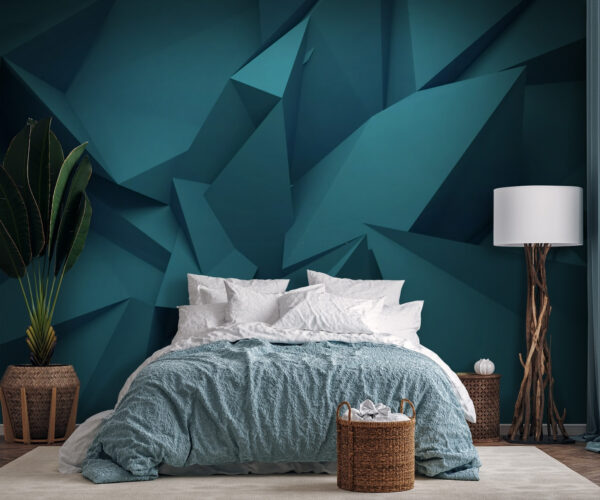 Abstract blue geometric shapes pattern Wall murals Abstract blue geometric shapes pattern