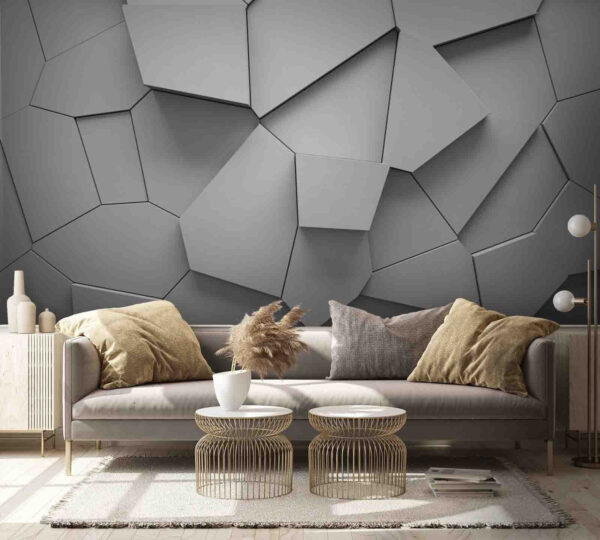 White wall with many irregular shapes Wall murals White wall with many irregular shapes