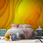 Wall murals Yellow and orange paper cut shapes